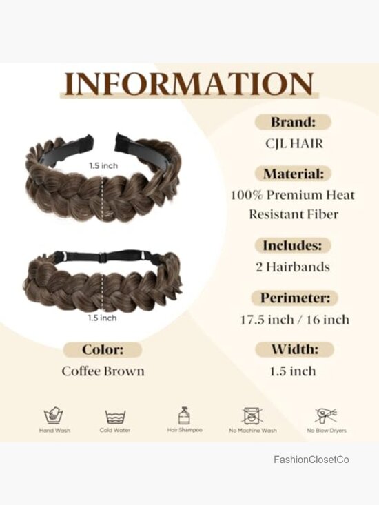 Synthetic Handmade Braided Headbands Hair Hoops Elastic Stretch Headwraps